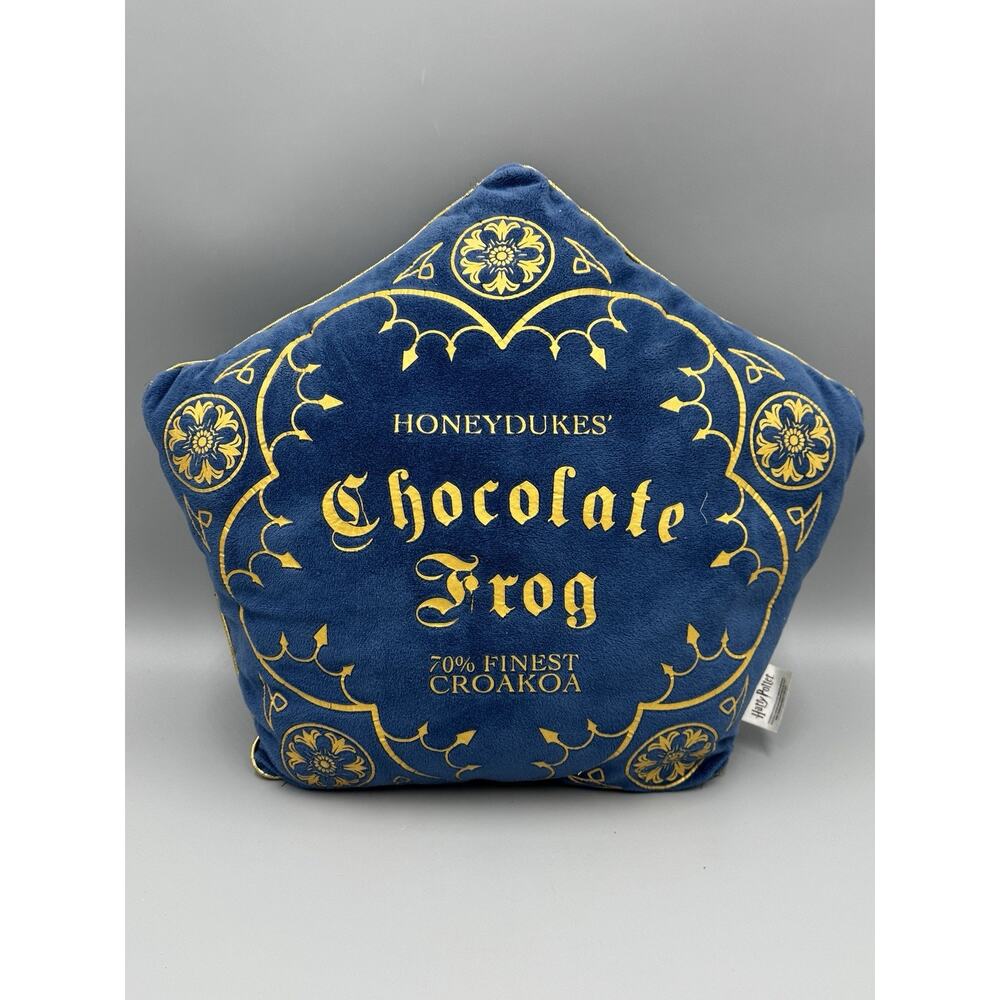 Harry Potter Honeydukes Chocolate Frog Plush Pillow Blue Gold Wizarding World